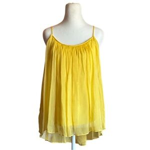 Hale Bob Silk Yellow Pleated Tiered Camisole